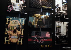 Een aantal bekende merken op de glasschilderijen van Ter Halle.