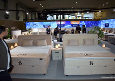 En blik in de stand van Belgium Sleep Systems (BSS), een Belgische groothandel en leverancier in de bedden- en matrassenindustrie.