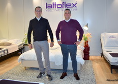 Adriaan Jonker en Frank van der Schuit van Luxury Bedding Company, dat naast Beka ook het merk Lattoflex vertegenwoordigde op de meubelbeurs.
