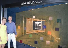 Het Belgische Modulyss werd vertegenwoordigd door Cindy Haket en Jeroen Lind. Het bedrijf maakt hoogwaardige tapijttegels en zijn trendsetters op dit gebied.