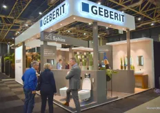 Een blik op de stand van Geberit, Europees marktleider op het gebied van sanitaire installatietechniek.