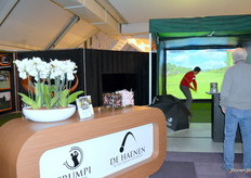 Veel animo voor de gesimuleerde golf afslagbaan.