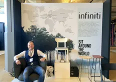 Edwin van den Berg in de nieuwste fauteuil van het Italiaanse merk infiniti. Hij is officieel agent in Nederland voor o.a. dit label met Monte Design Agenturen.