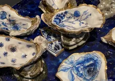 Er was veel kunst te zien in het ETC, waaronder deze prachtig beschilderde oesters. 