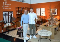 Jacques Flamant met zijn zoon bemensen de stand van JF The Reborn Home, groothandel specialist in interieurdecoratie. 