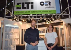 Rob Oudesluijs en Marjolein Bogaard stonden namens Elti (ateliers voor interieurconfectie) en OER (met een eigen stoffencollectie) op de beurs.