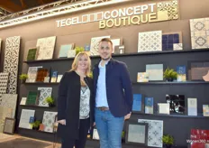Christa De Frenne en Kenneth Goossens van Tegel Concept, dat vooral producten van keramisch materiaal verkoopt.