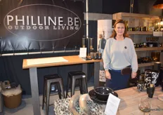 Caroline Van Damme van Philline.be Outdoorliving, dat zelf meubelen produceert.