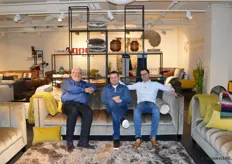 Jaap, Allard en Hermen in de showroom van JR Collection by Jaap Rebel. Hermen vertegenwoordigt de Sofa Industries.