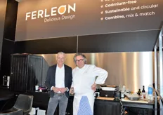 Frédéric Peeters met de 'stand-chef' voor de Ferleon producten; een nieuwe spin-off van de Dovre-groep. Gespecialiseerd in hoogwaardig gietijzer.