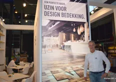Alfred Koers van Uzin Utz Nederland. Met de merken Uzin, Pallmann en Wolff presenteert de vloerenspecialist uit het Twentse Haaksbergen zich wederom samen met de groothandel INTR.